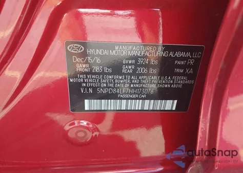 2017 Hyundai Elantra Value Edition from USA, damaged, VIN 5NPD84LF7HH173076